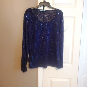 Long Sleeve Sequin Blouse